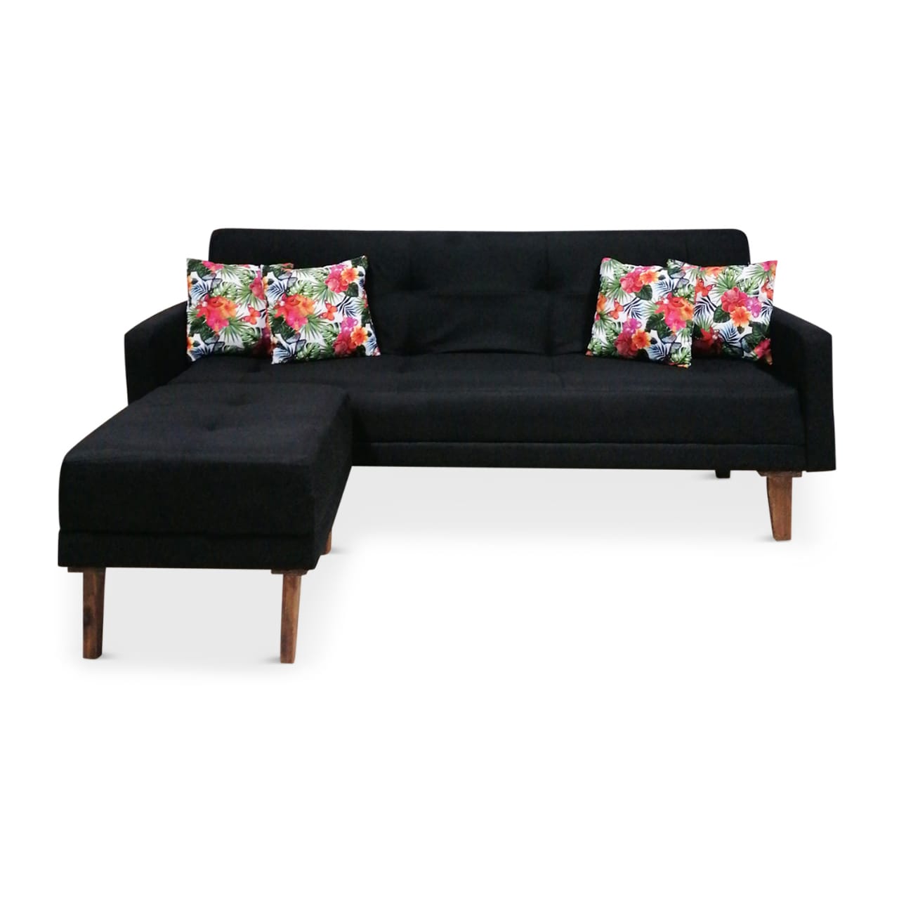 L Shape 3 seater Sleeper Couch Black November Sale - That Couch Place