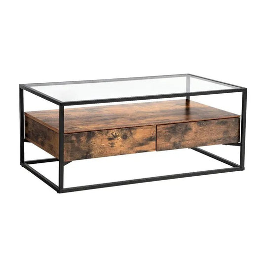 Bragg Milan Rustic Glass Coffee Table - That Couch Place